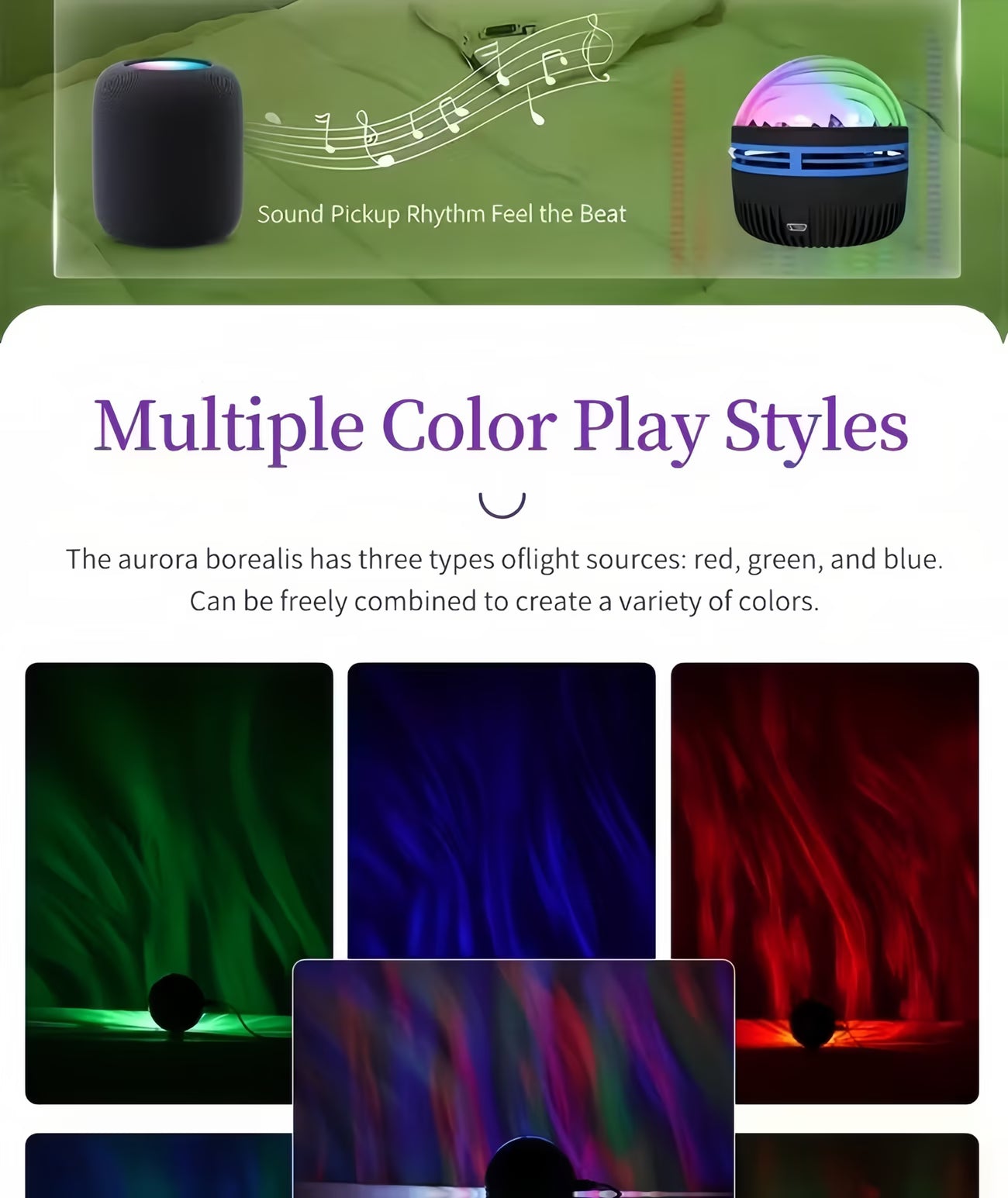 LED Aurora Projector Light | Powered by USB, Features Remote Control, RGB Lighting Effects, Touch Control, 16 Color Options, Ideal for Setting a Romantic Starry Sky Ambiance in Bedrooms And Living Rooms