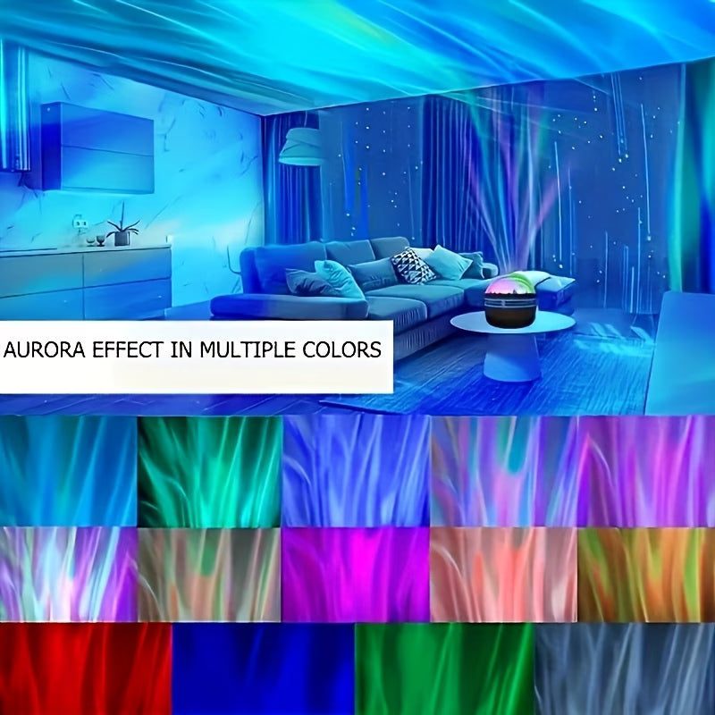 LED Aurora Projector Light | Powered by USB, Features Remote Control, RGB Lighting Effects, Touch Control, 16 Color Options, Ideal for Setting a Romantic Starry Sky Ambiance in Bedrooms And Living Rooms