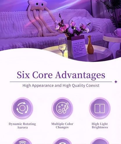LED Aurora Projector Light | Powered by USB, Features Remote Control, RGB Lighting Effects, Touch Control, 16 Color Options, Ideal for Setting a Romantic Starry Sky Ambiance in Bedrooms And Living Rooms